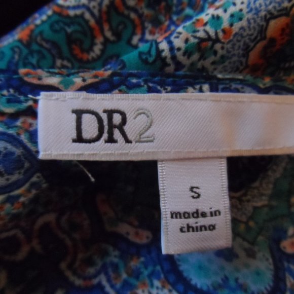 DR2 Boho Sleeveless Turquoise/Blue/Orange Medallion Print Inverted Pleat Size S - Picture 4 of 5